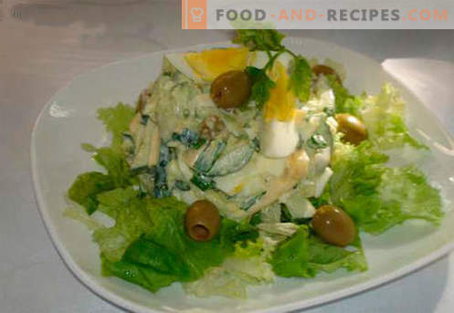 Salad with cucumber and egg - the five best recipes. How to properly and tasty to cook a salad with cucumber and egg.