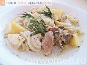 Makaronide, kartulite ja liha supp