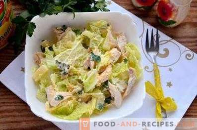Salads with pineapples and chicken breast